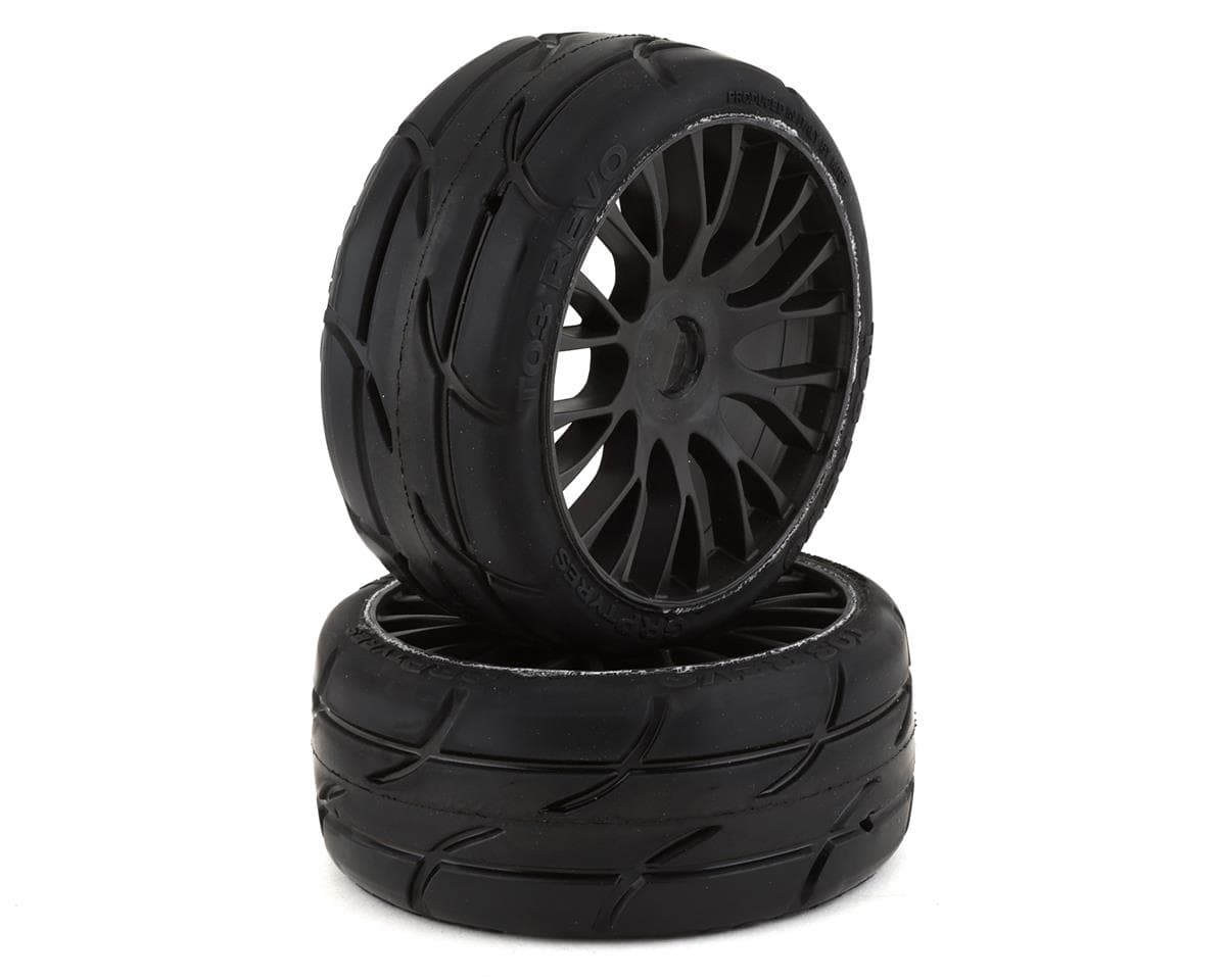 GRP Tires GT - TO3 Revo Belted Pre-Mounted 1/8 Buggy Tires (Black) (2) (XM5) w/FLEX Wheel