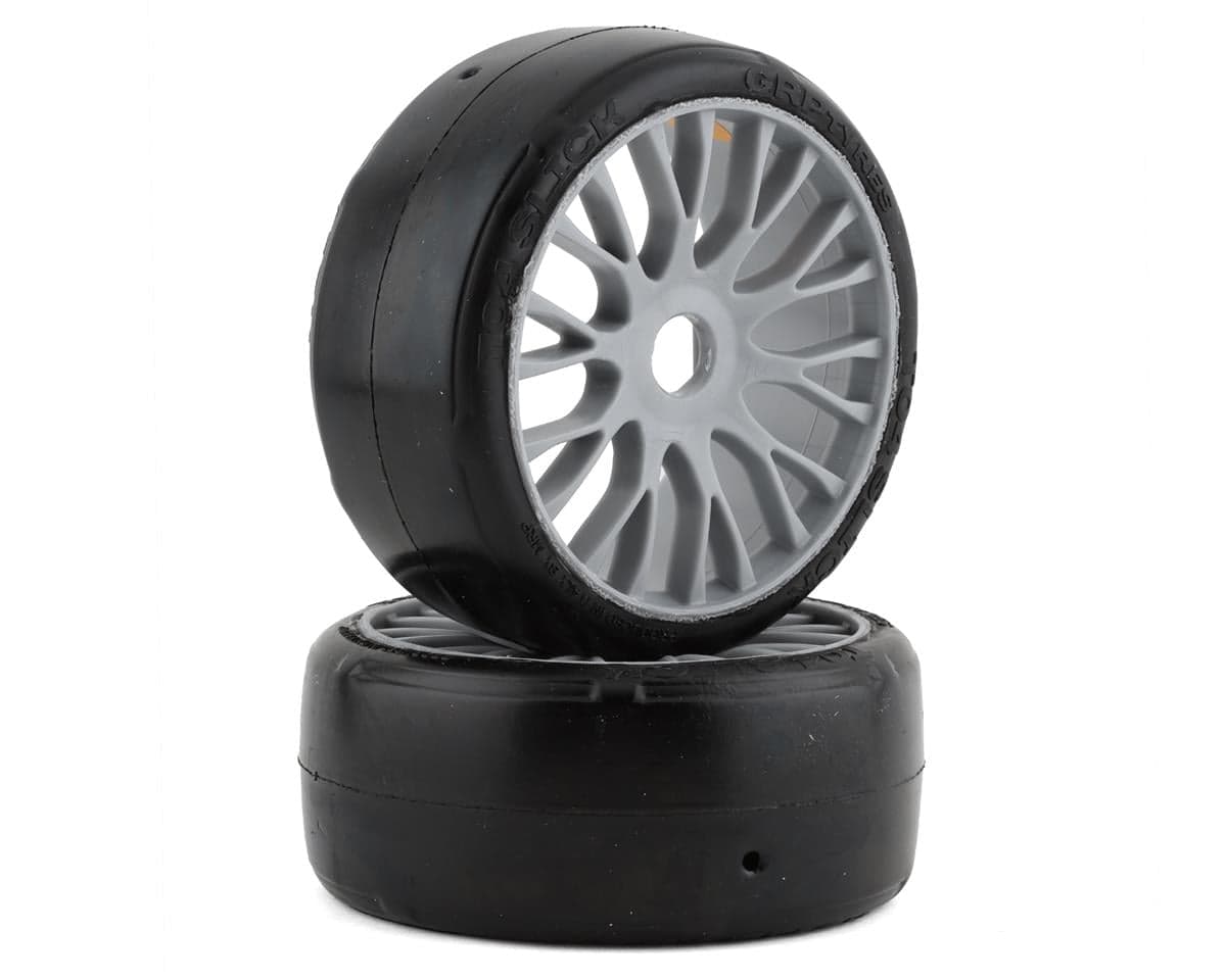 GRP Tires GT - TO4 Slick Belted Pre-Mounted 1/8 Buggy Tires (Silver) (2) (XM5) w/FLEX Wheel