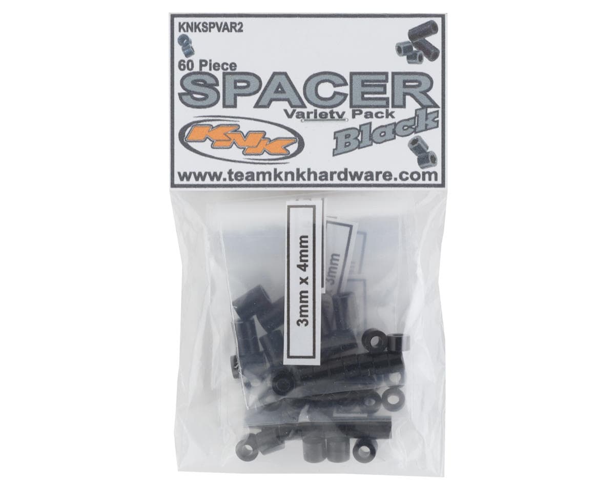 Team KNK 3mm Aluminum Spacers Variety Pack (Black) (60)