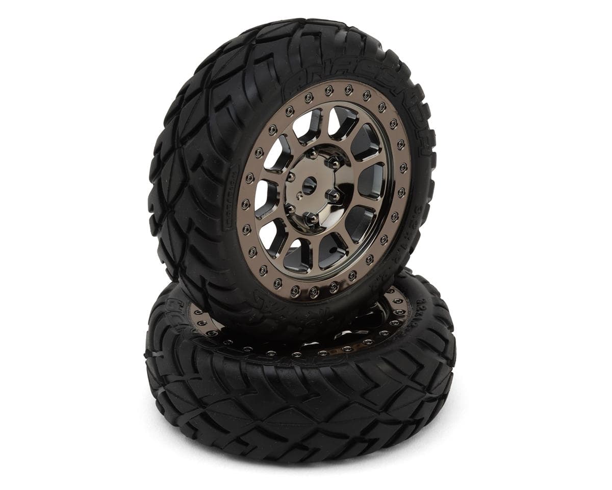 Traxxas Anaconda Front Tires w/Tracer 2.2" Wheels (2) (Black Chrome)