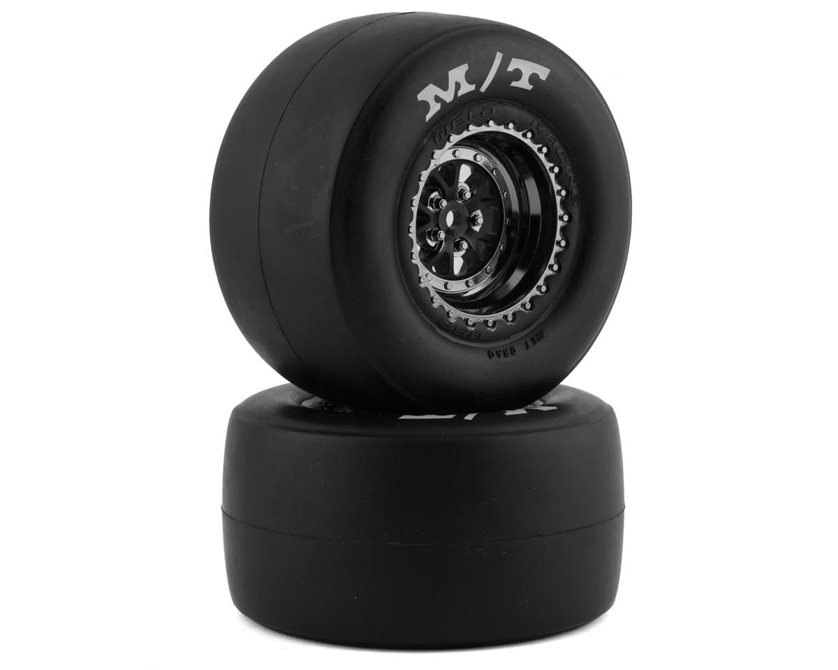 Traxxas Drag Slash Rear Pre-Mounted Sticky Tires (Black Chrome) (2) w/Weld Wheels & 12mm Hex