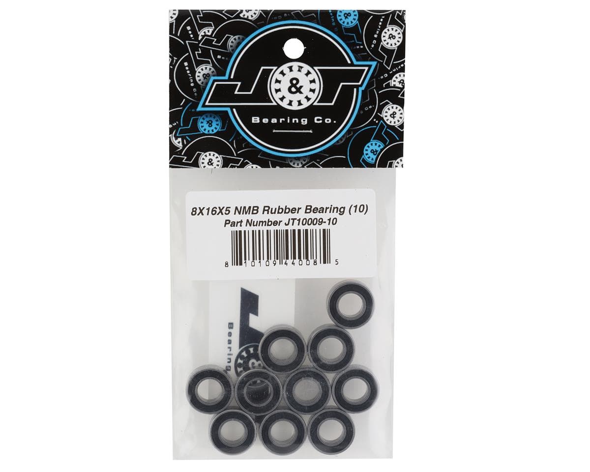 J&T Bearing Co. 8x16x5mm NMB Rubber Sealed Bearing (10)