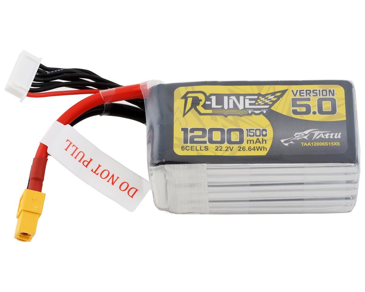 Tattu "R-Line 5.0" 6s LiPo Battery 150C (22.2V/1200mAh) w/XT-60 Connector