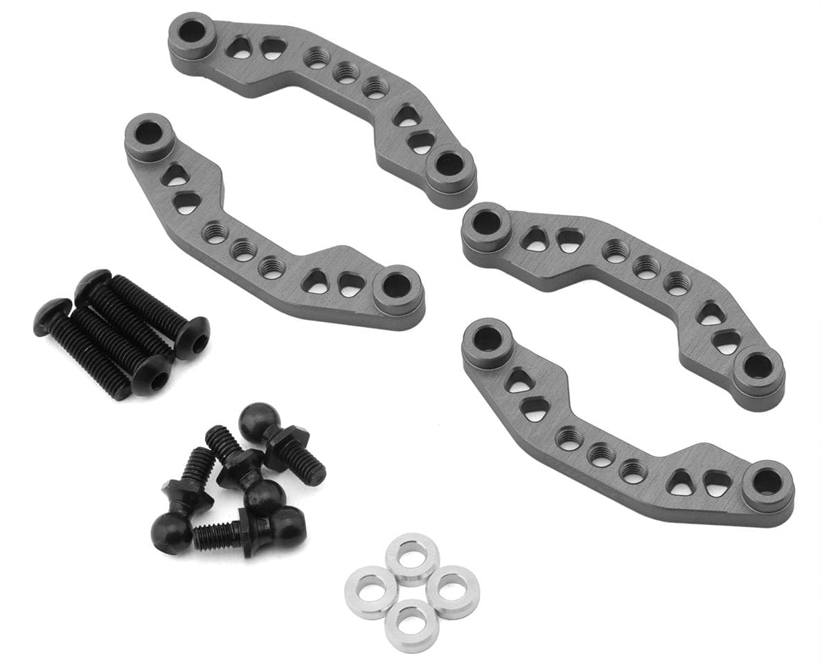 PSM Aluminum +1 Front/Rear Upper Arm Mount (Titan Grey) (4) (TT-02S)