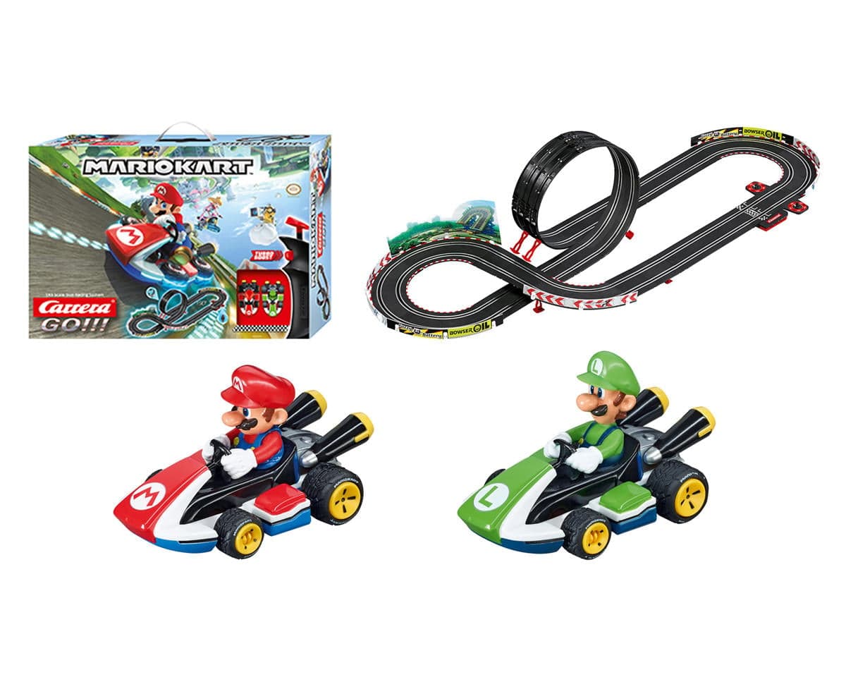 Carrera GO!!! Nintendo Mario Kart 8 Electric 1/43 Slot Car Racing Track Set w/Mario & Luigi