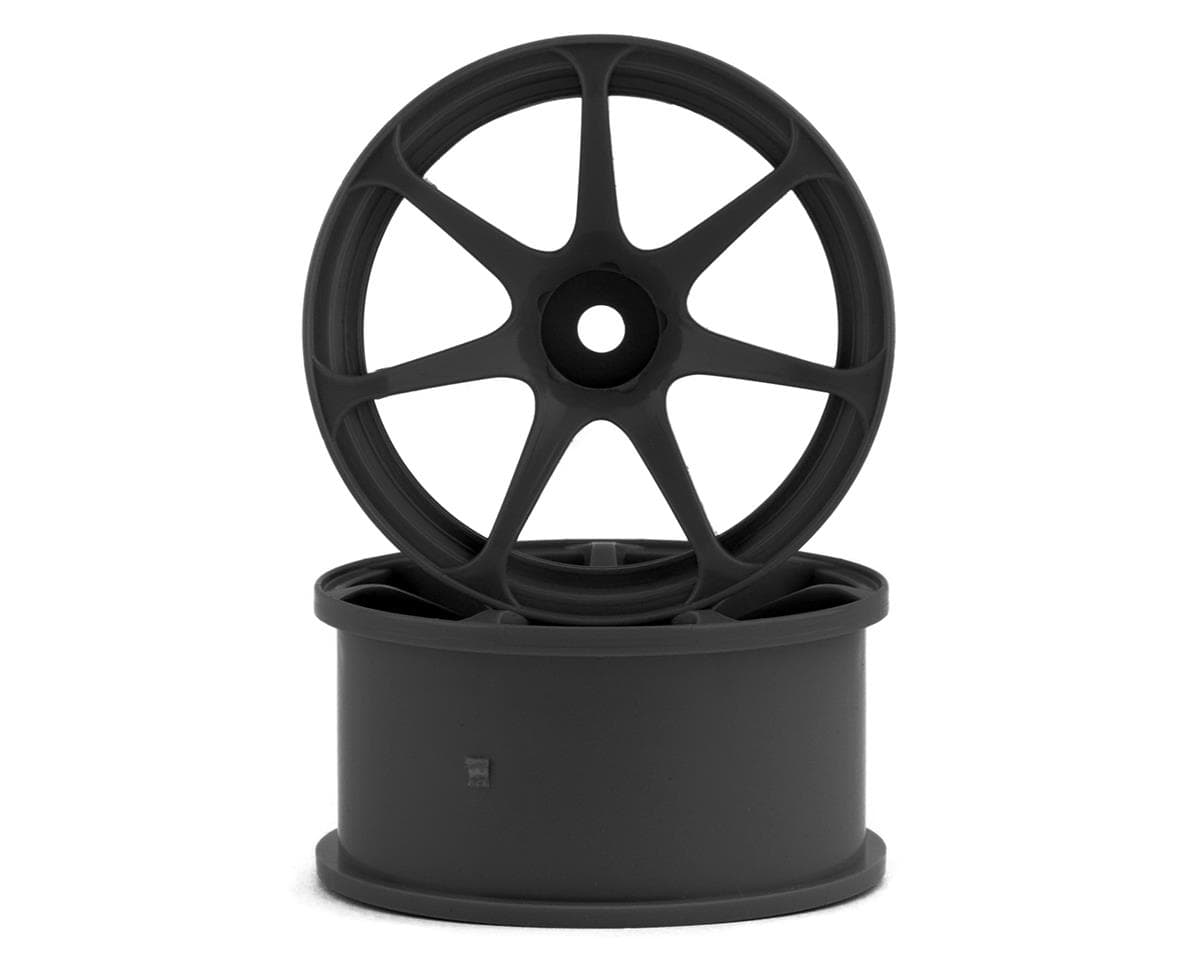Mikuni AVS Model T7 7-Spoke Drift Wheels (Black) (2) (5mm Offset) w/12mm Hex