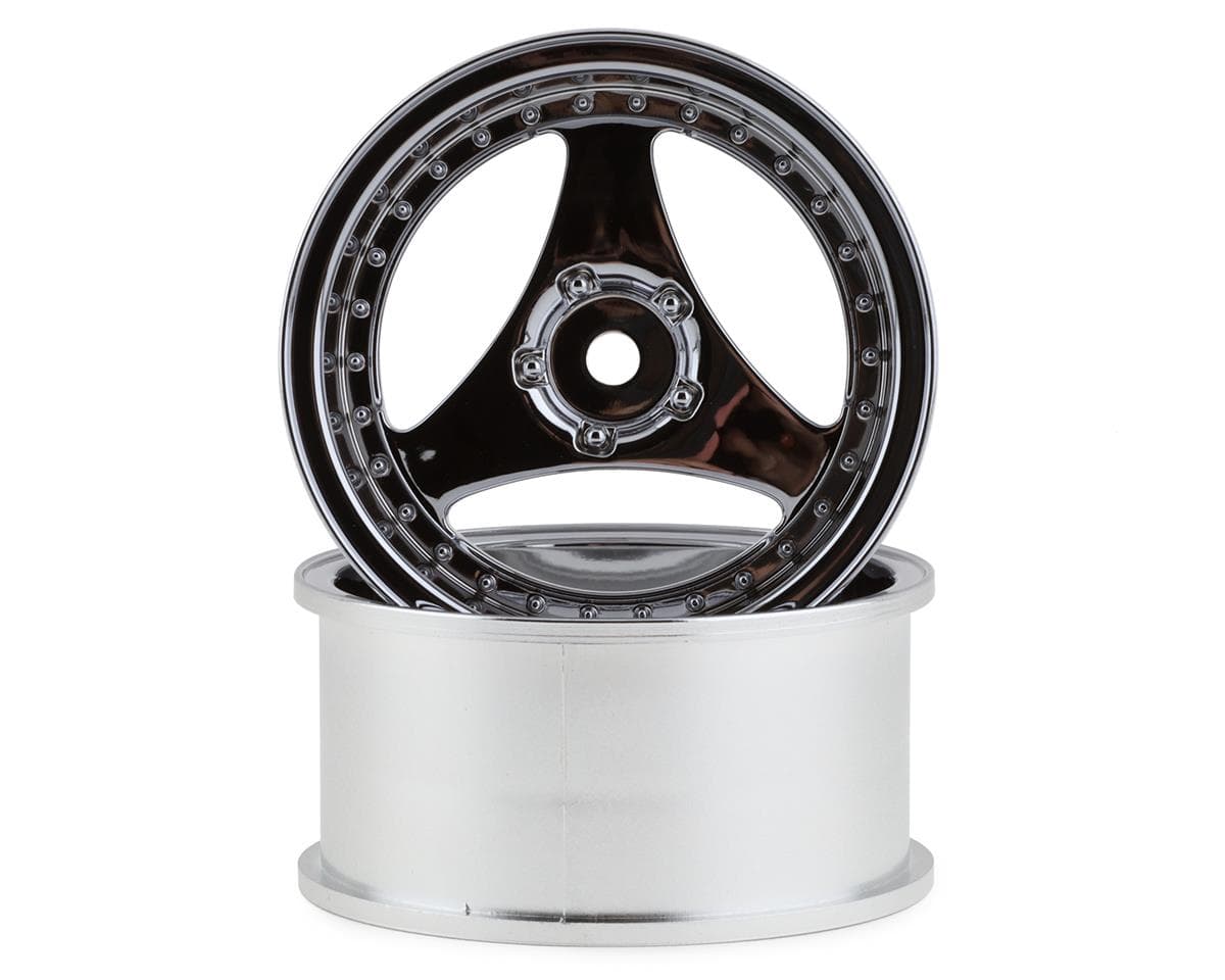Mikuni Yokohama Advan Oni Kai Drift Wheels (Chrome Silver) (2) (7mm Offset) w/12mm Hex