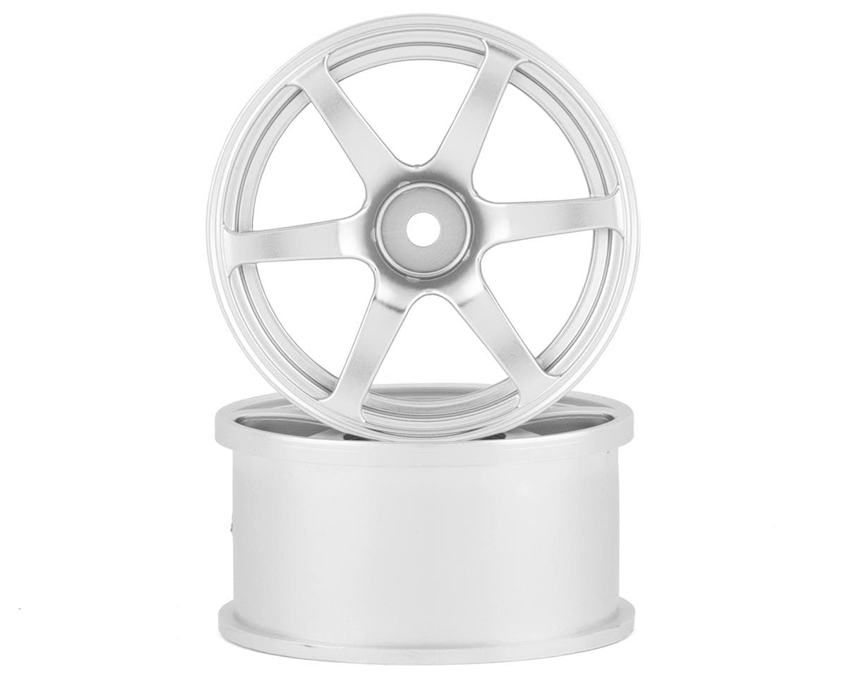 Mikuni AVS Model T6 6-Spoke Drift Wheel (Matte Silver) (2) (5mm Offset) w/12mm Hex