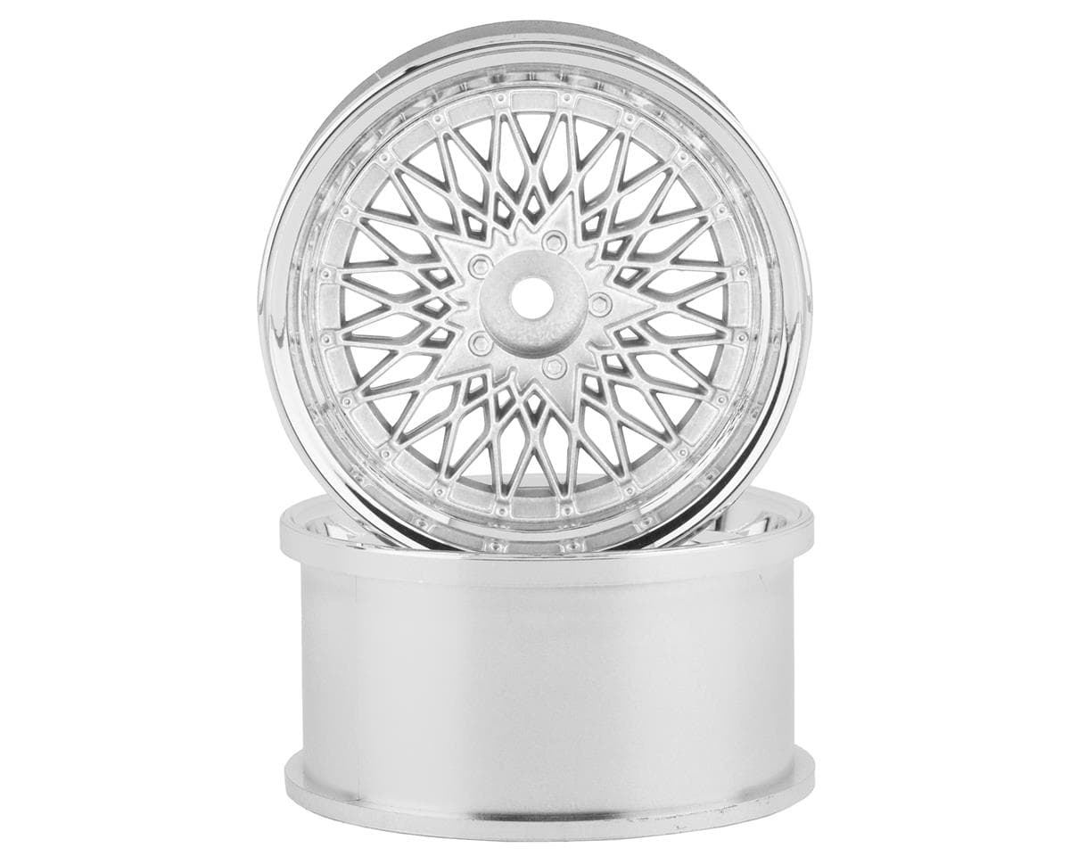 RC Art SSR Formula Mesh 19 Drift Wheels (Matte Silver) (2) (8mm Offset) w/12mm Hex