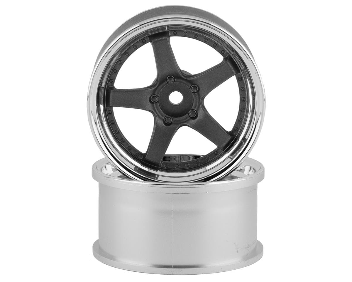 RC Art SSR Professor SP4 5-Spoke Drift Wheels (Silver) (2) (6mm Offset) w/12mm Hex