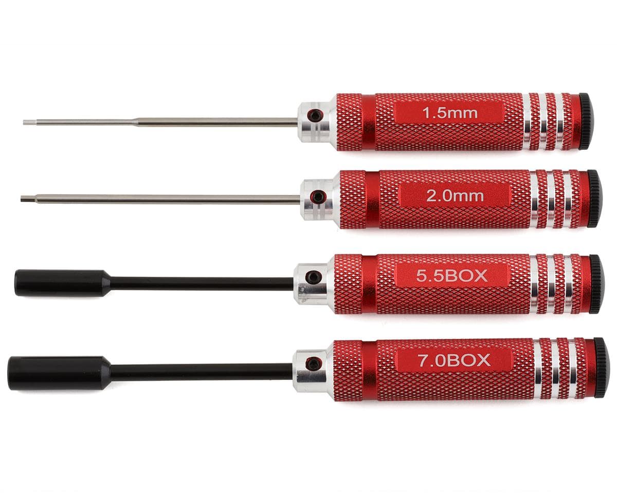 Yokomo 4-Piece Metric Hex & Nut Driver Tool Set (1.5, 2.0, 5.5, 7.0mm)
