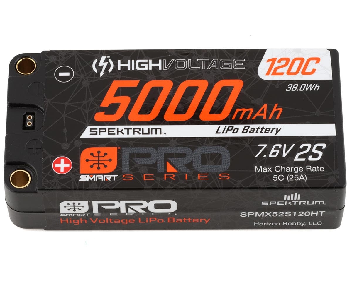 Spektrum RC 2S Hard Case LiPo 120C Shorty LiPo Battery (7.6V/5000mAh) w/5mm Bullets