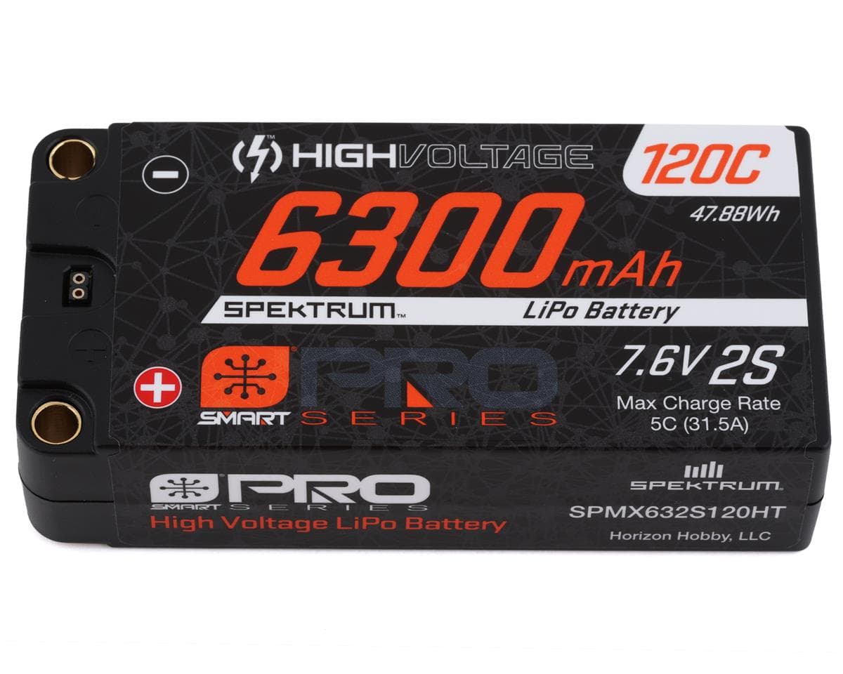 Spektrum RC 2S Hard Case LiPo 120C Shorty LiPo Battery (7.6V/6300mAh) w/5mm Bullets