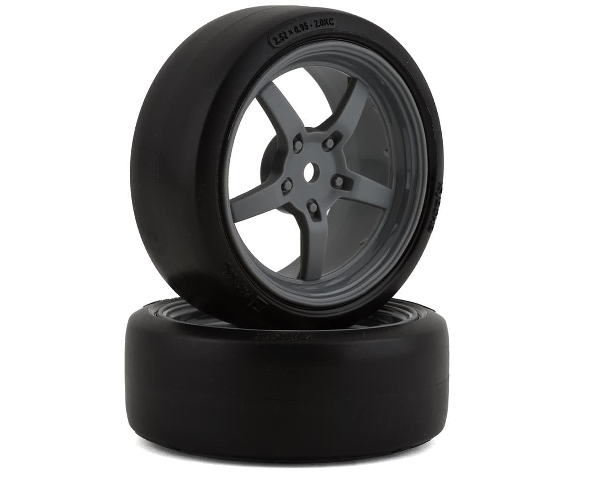 Kyosho Fazer Pre-Mounted TC Tire w/5-Spoke Racing Wheel (Grey) (2) w/12mm Hex