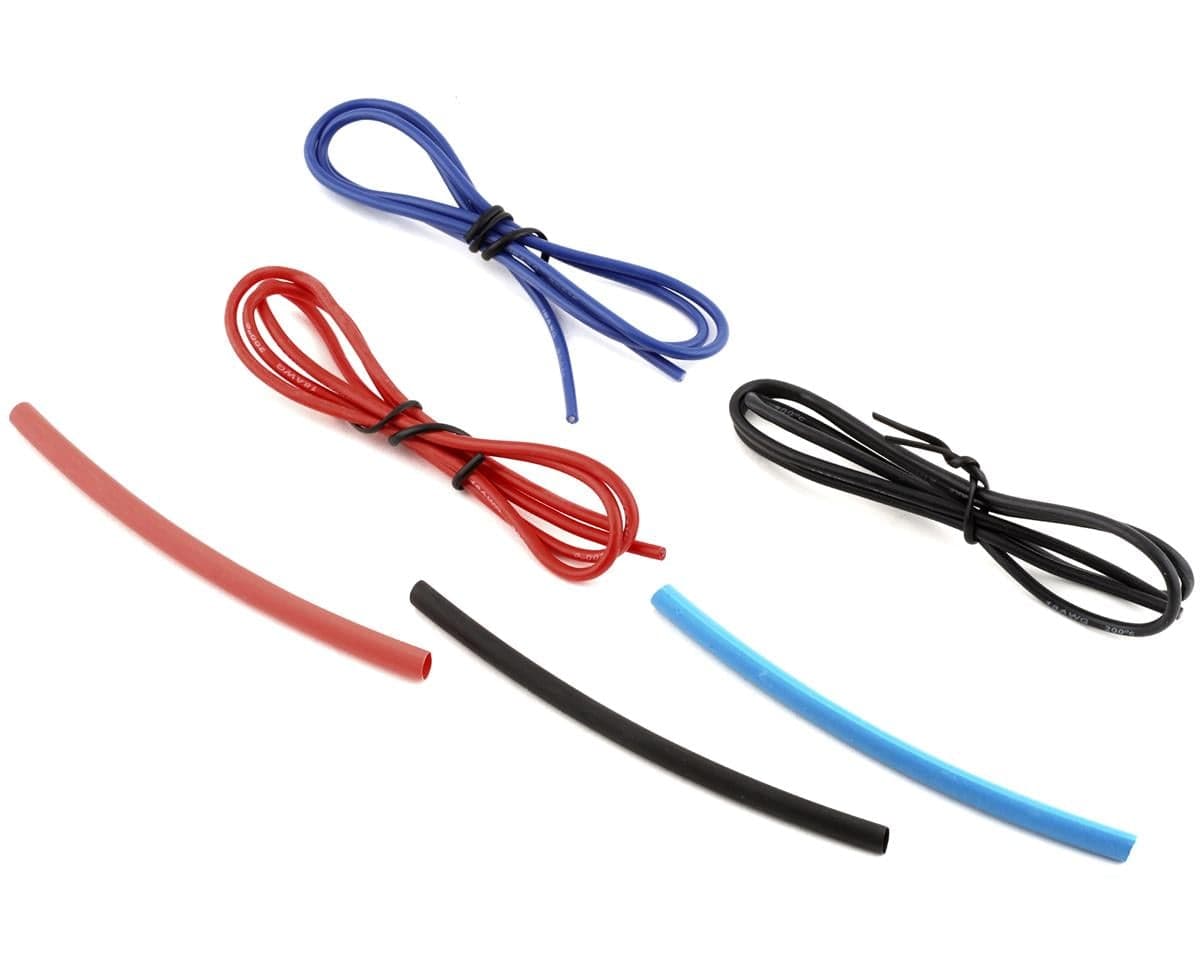 Yeah Racing Silicone Wire Set (Red, Black & Blue) (3) (1.9') (18AWG) w/Heat Shrink