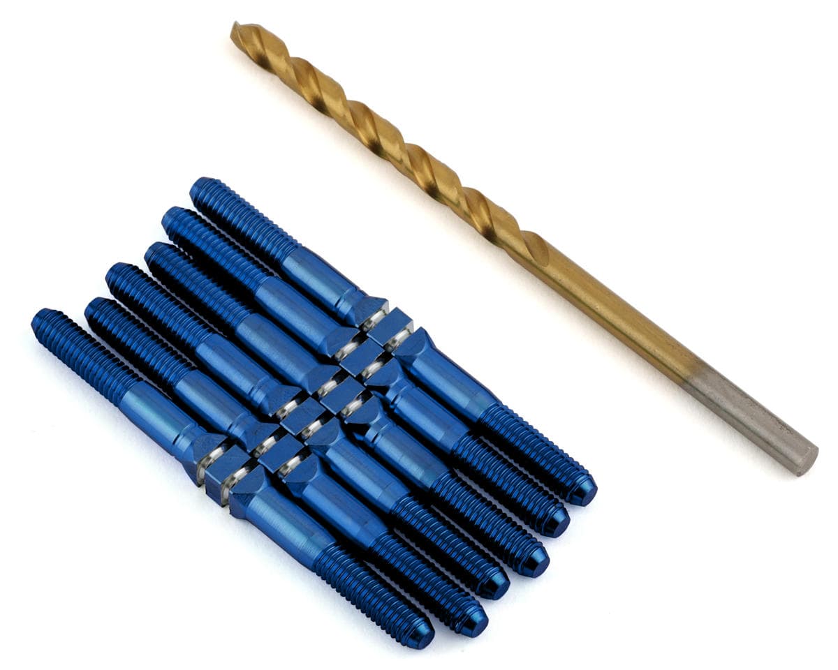 J&T Bearing Co. Associated B6.4/B7 Titanium "Milled" XD Turnbuckle Kit (Blue)