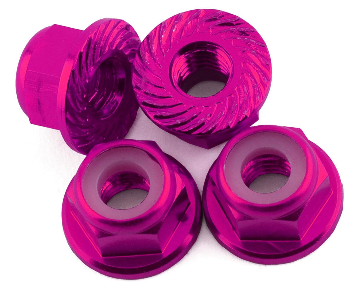 175RC 4mm Locking Wheel Nuts for Traxxas Hoss (Pink) (4)