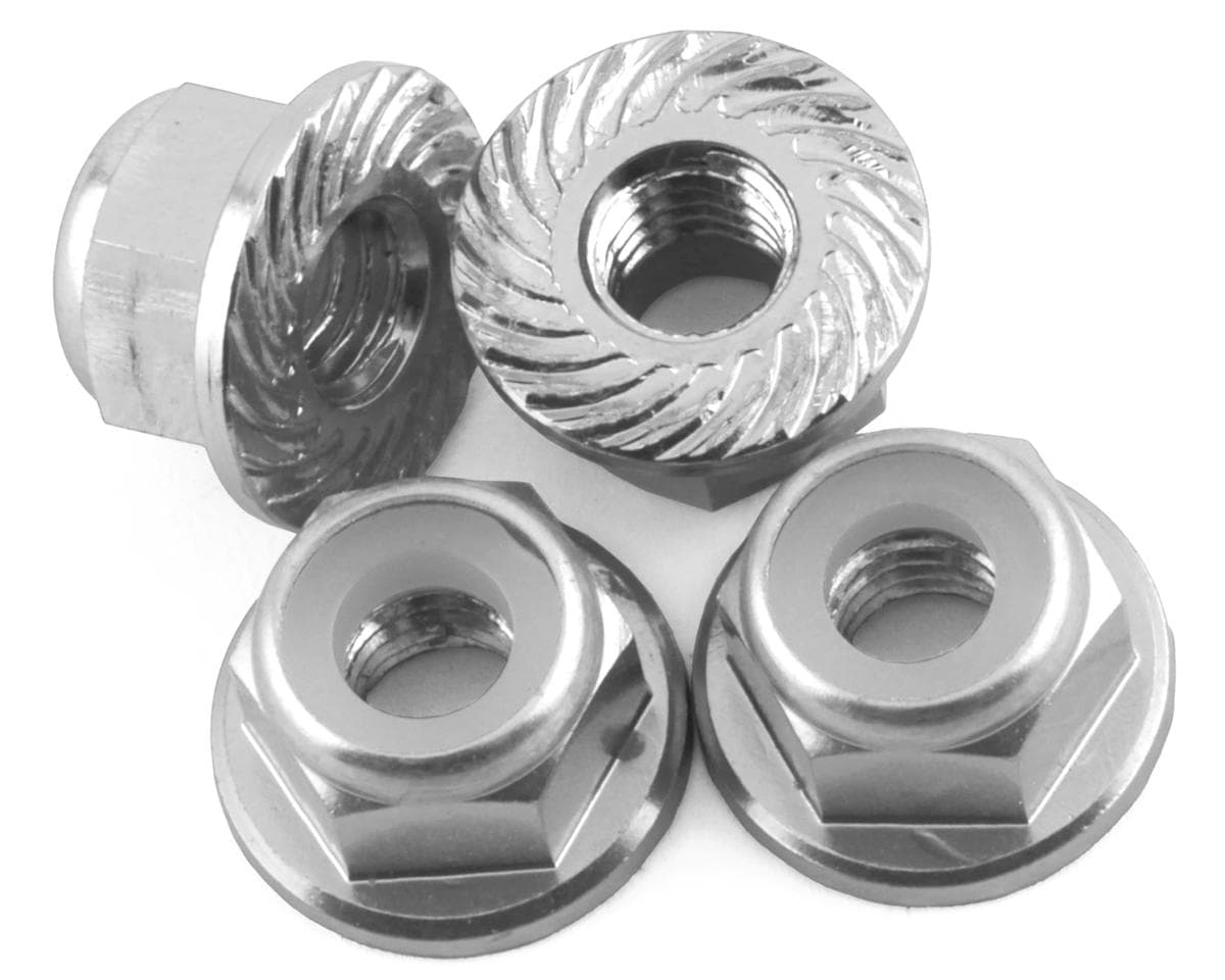 175RC 4mm Locking Wheel Nuts for Traxxas Hoss (Silver) (4)