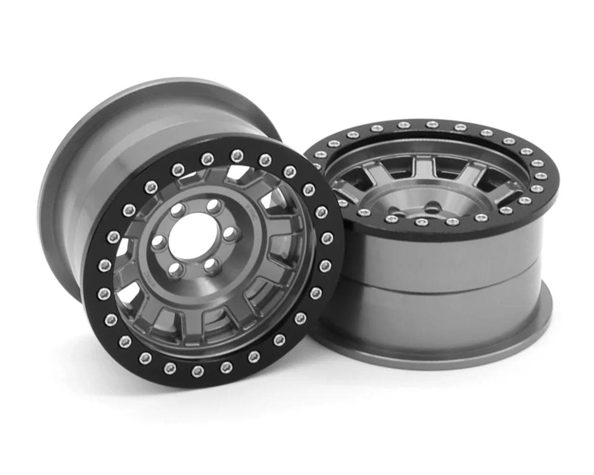 Vanquish Products 2.2" KMC KM236 Tank CNC Aluminum Crawler Beadlock Wheels (Grey) (2)