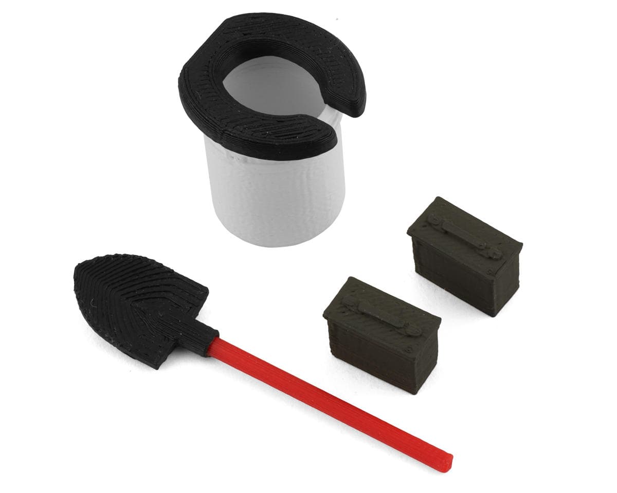 Scale By Chris 1/18 Miniature Scale Accessory Bundle w/2 Ammo Cans, Shovel & Camping Loo