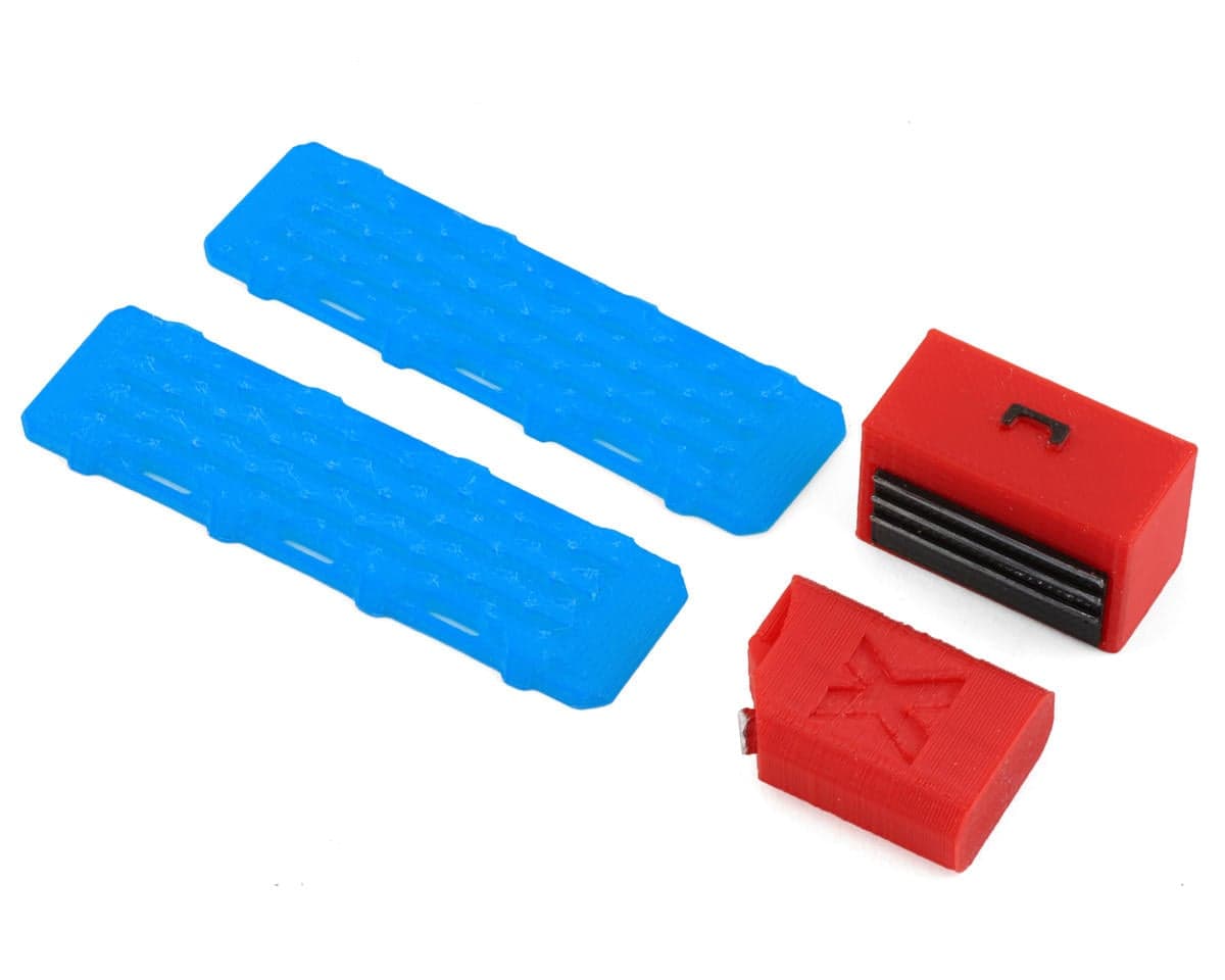 Scale By Chris 1/18 Miniature Scale Accessory Bundle w/Red Tool Box, Jerry Can & Blue Ramps