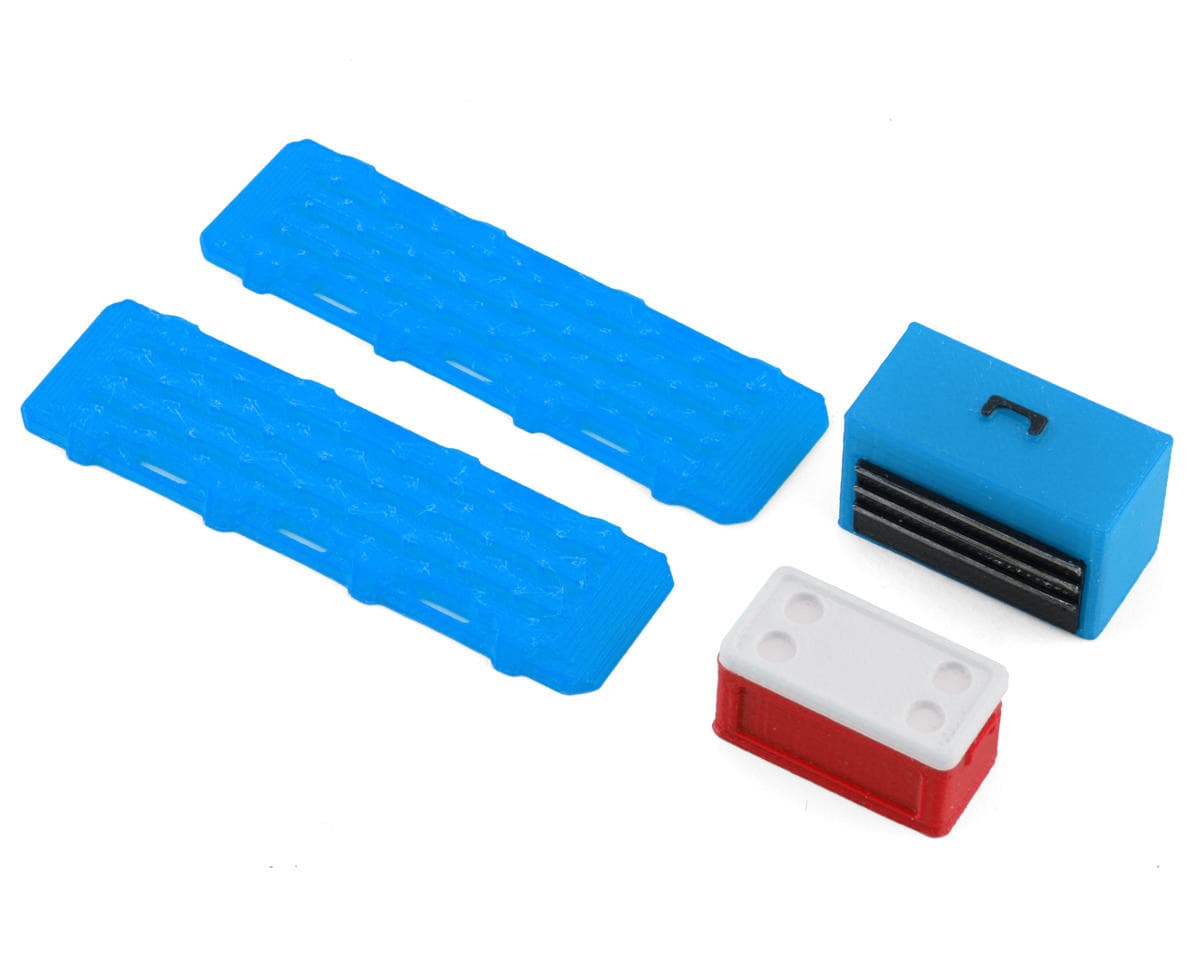 Scale By Chris 1/18 Miniature Scale Accessory Bundle w/Blue Tool Box, Red Small Chest & Blue Ramps