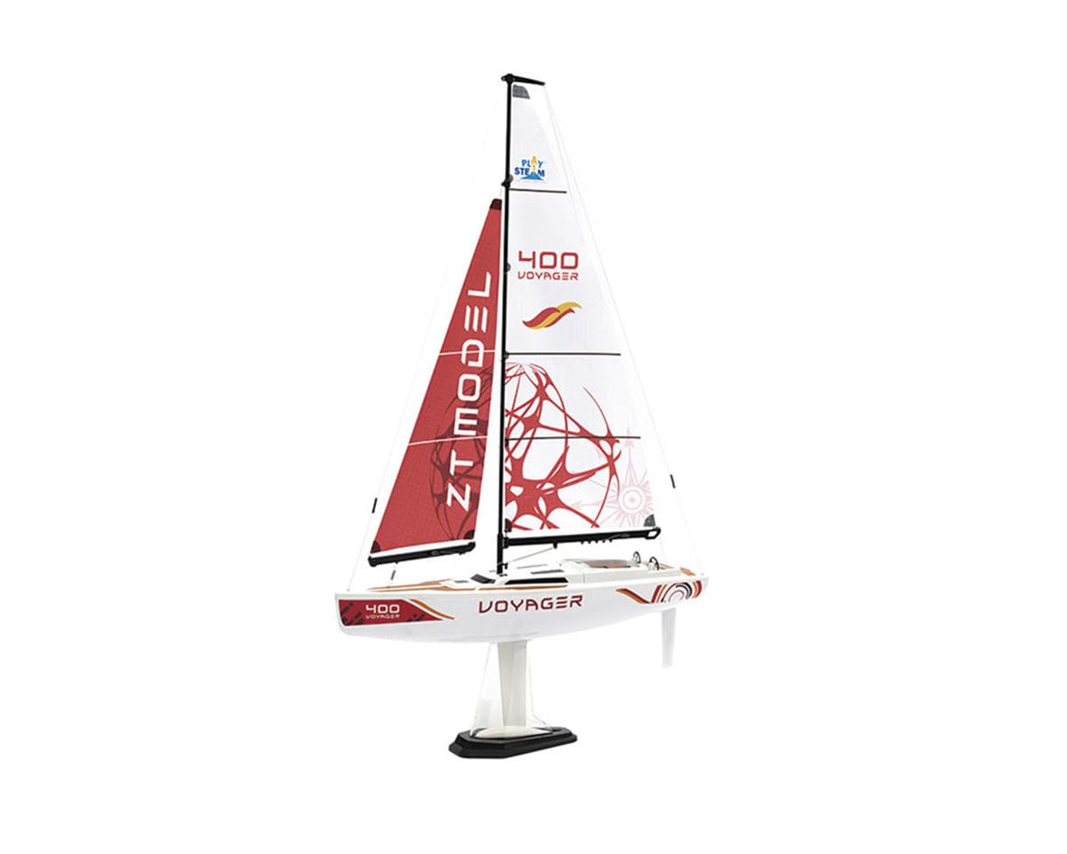 PlaySTEM Voyager 400 Motor-Powered RC Sailboat (Red) w/2.4GHz Transmitter