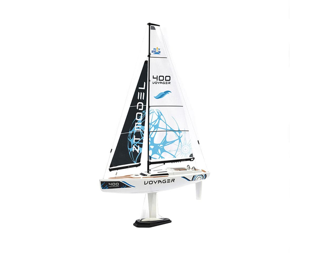 PlaySTEM Voyager 400 Motor-Powered RC Sailboat (Blue) w/2.4GHz Transmitter