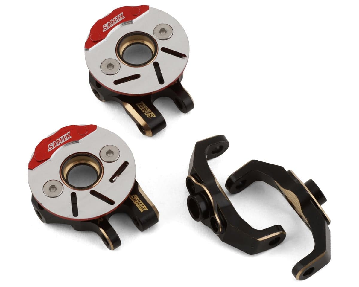 Samix Brass Steering Knuckles & C-Hubs for Traxxas TRX-4M (Black) (2) (32g) w/Scale Brake Rotors