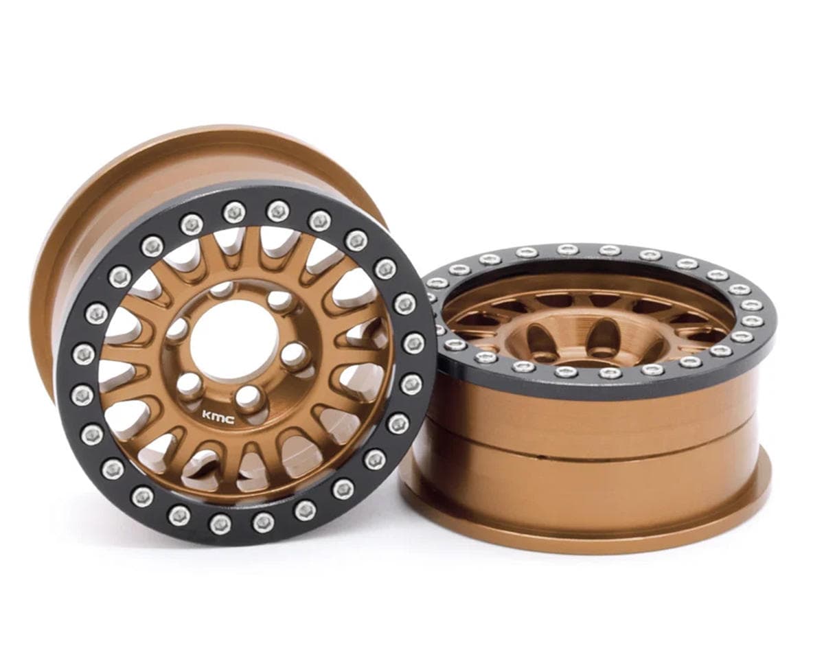 Vanquish Products 1.9" KMC KM445 Impact CNC Aluminum Crawler Beadlock Wheels (Bronze) (2)
