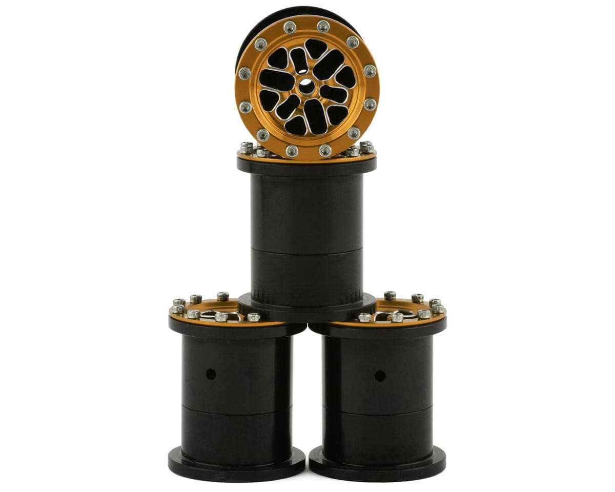 NEXX Racing FCX24 1/28 Aluminum Monster Truck Beadlock Wheels (Gold) (4)