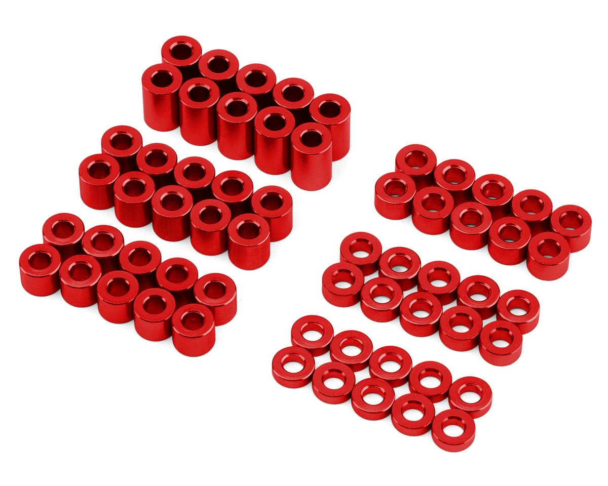 Team KNK 3mm Aluminum Spacers Variety Pack (Red) (60)
