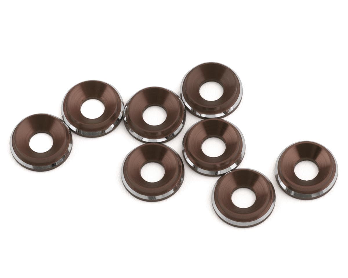 1UP Racing 3mm LowPro Countersunk Washers (Gunmetal Shine) (8)