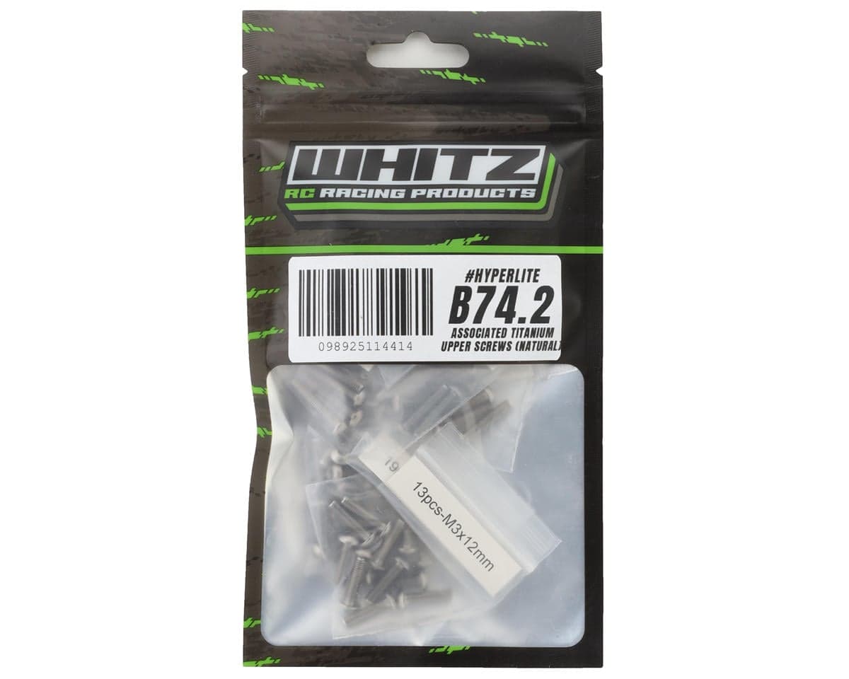Whitz Racing Products HyperLite RC10B74.2 Titanium Upper Screw Kit (Silver) (2.5mm Deep Socket)