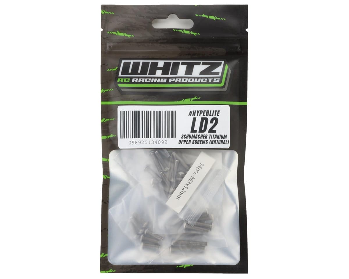 Whitz Racing Products HyperLite Schumacher Cougar LD2 Titanium Upper Screw Kit (Silver) (2.5mm Deep Socket)