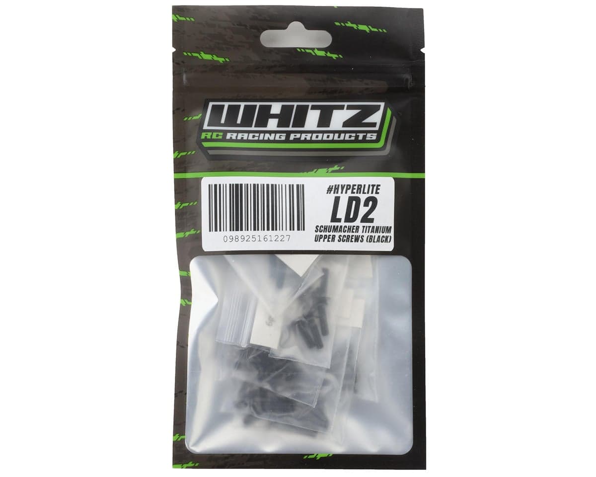 Whitz Racing Products HyperLite Schumacher Cougar LD2 Titanium Upper Screw Kit (Black) (2.5mm Deep Socket)