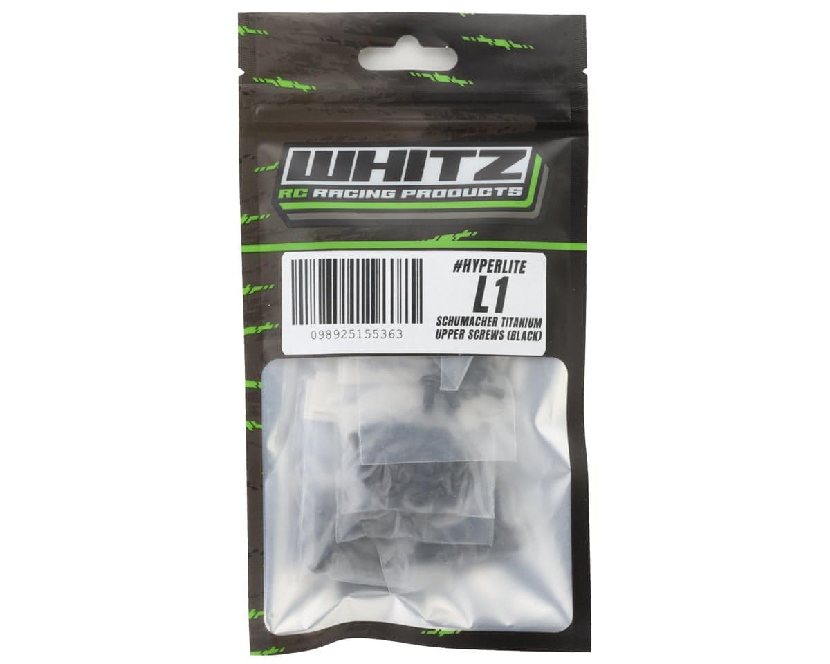 Whitz Racing Products HyperLite Cat L1 Titanium Upper Screw Kit (Black) (2.5mm Deep Socket)