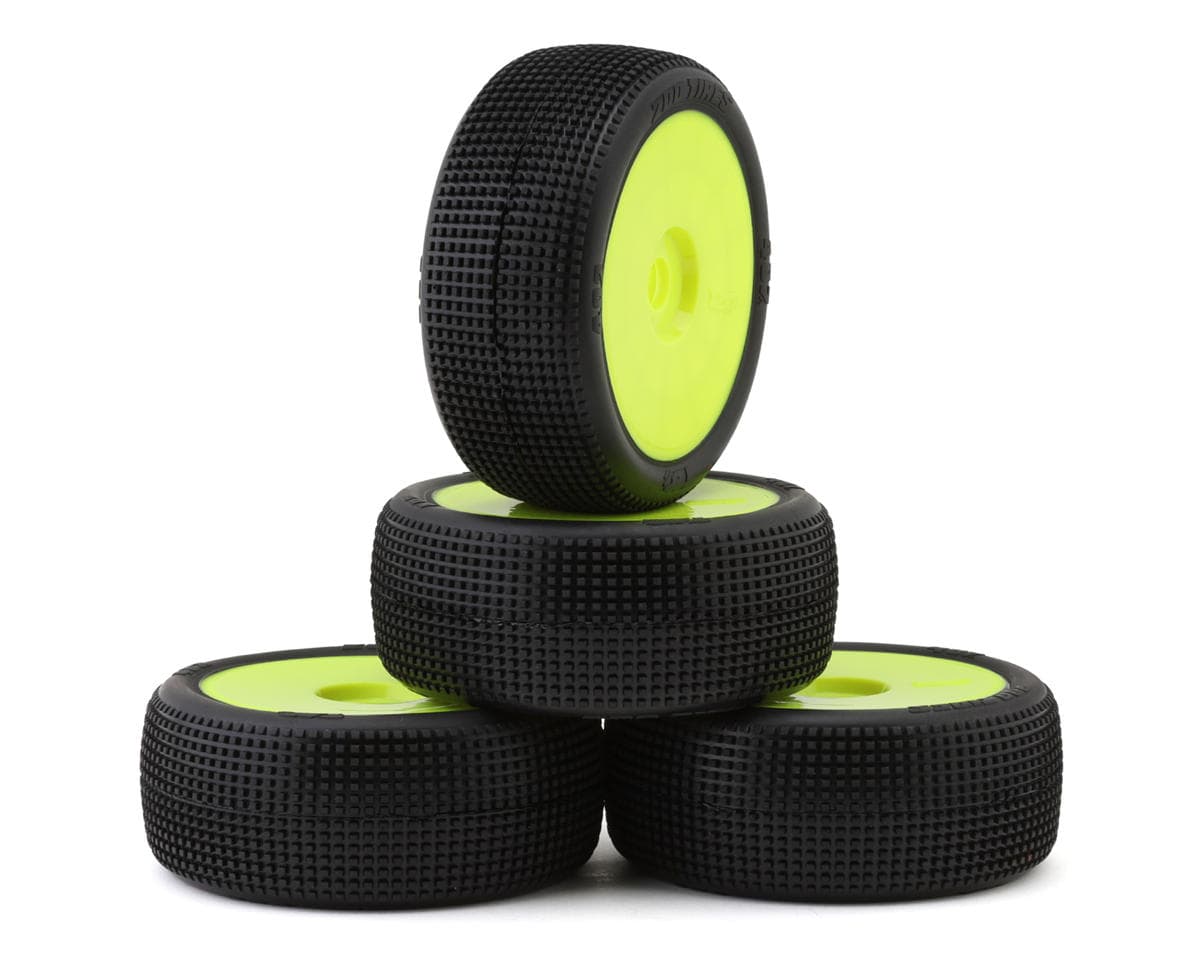 TZO Tires 402 1/8 Buggy Pre-Glued Tire Set (Yellow) (4) (Ultra Clay)