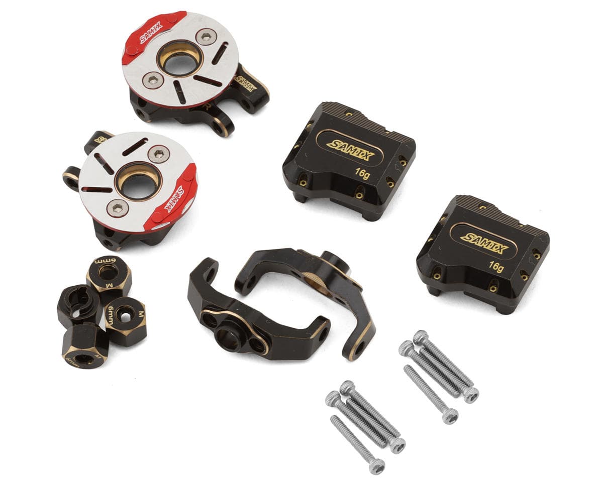 Samix Brass Steering Knuckles & Differential Covers for Traxxas TRX-4M (Black) (2) (71g) w/Hexe Adapters