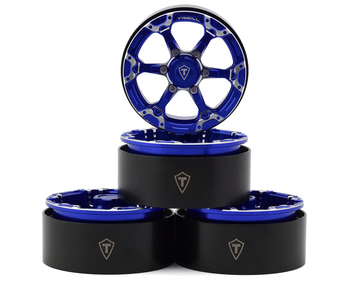 Treal Hobby Type 4P 1.9" 6-Spoke Beadlock Wheels (Blue) (4)