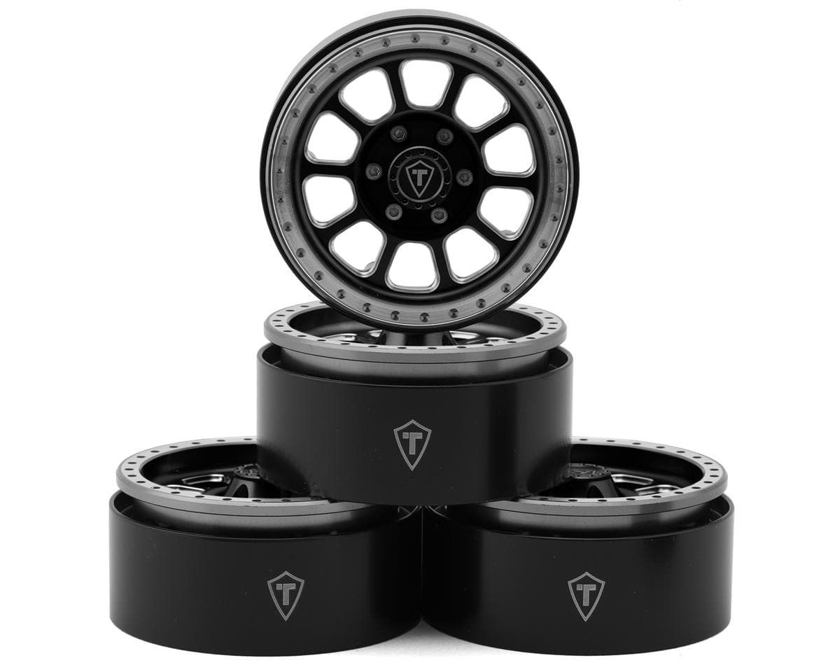 Treal Hobby 1.9" Type C Multi-Spoke Aluminum Crawler Beadlock Wheels (Black) (4) (116g ea)