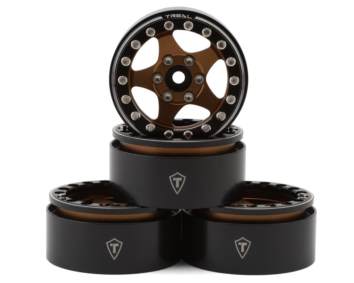 Treal Hobby 1.9" Type E Classic 5-Spoke Beadlock Wheels (Bronze/Black) (4) (126g ea)