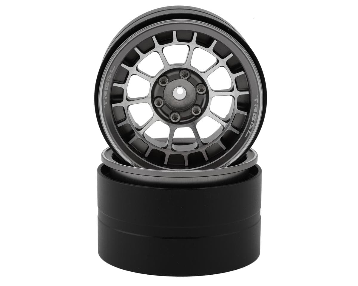 Treal Hobby 2.2" Type-A Aluminum 1/10 Rock Crawler Beadlock Wheels (Titanium) (2) (115g ea)