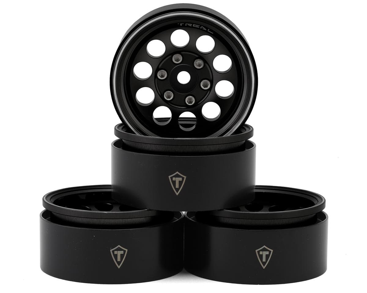 Treal Hobby 1.9" Type F 10-Hole Aluminum Crawler Beadlock Wheels (Black) (4) (128.6g ea)