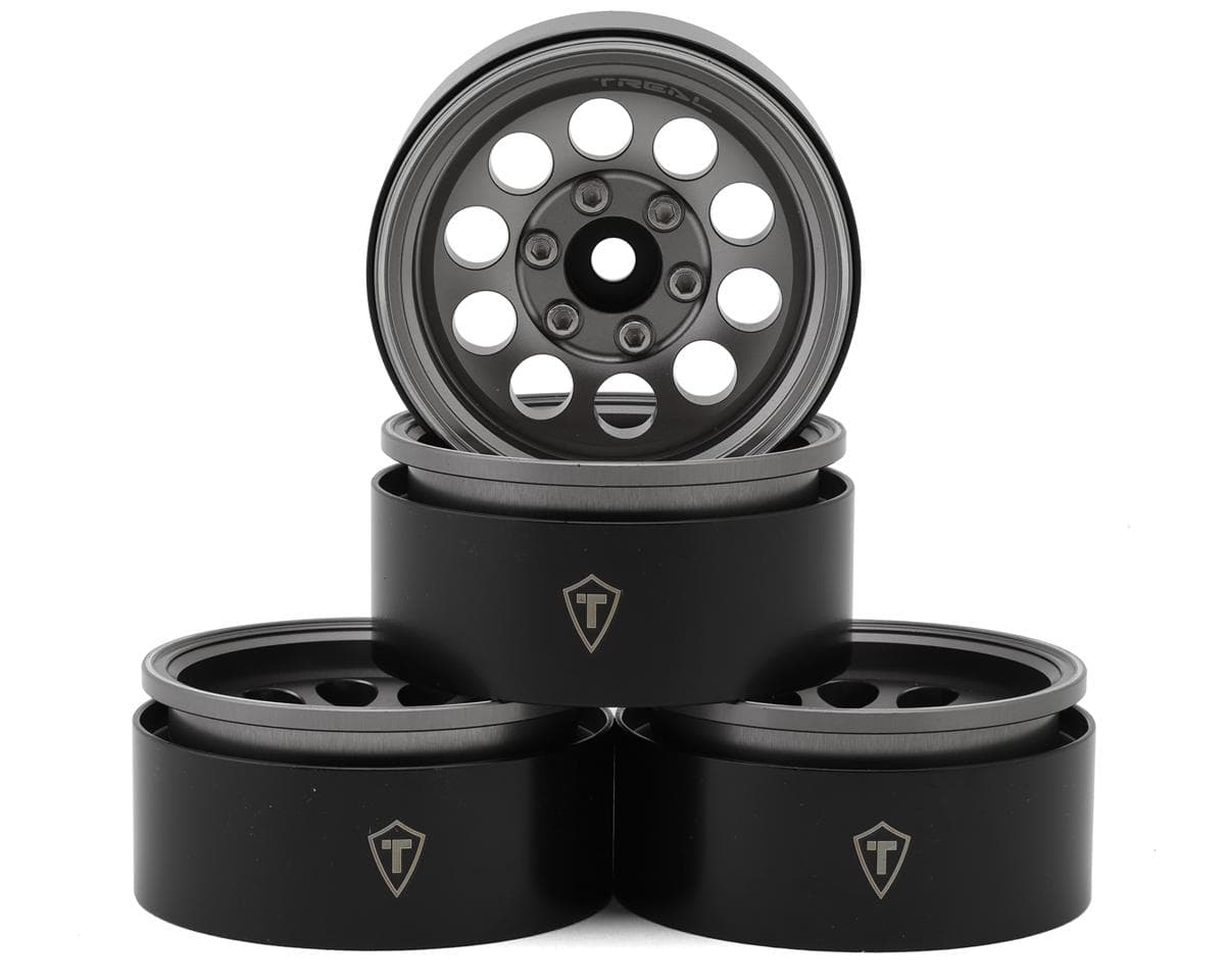 Treal Hobby 1.9" Type F 10-Hole Aluminum Crawler Beadlock Wheels (Grey) (4) (128.6g ea)