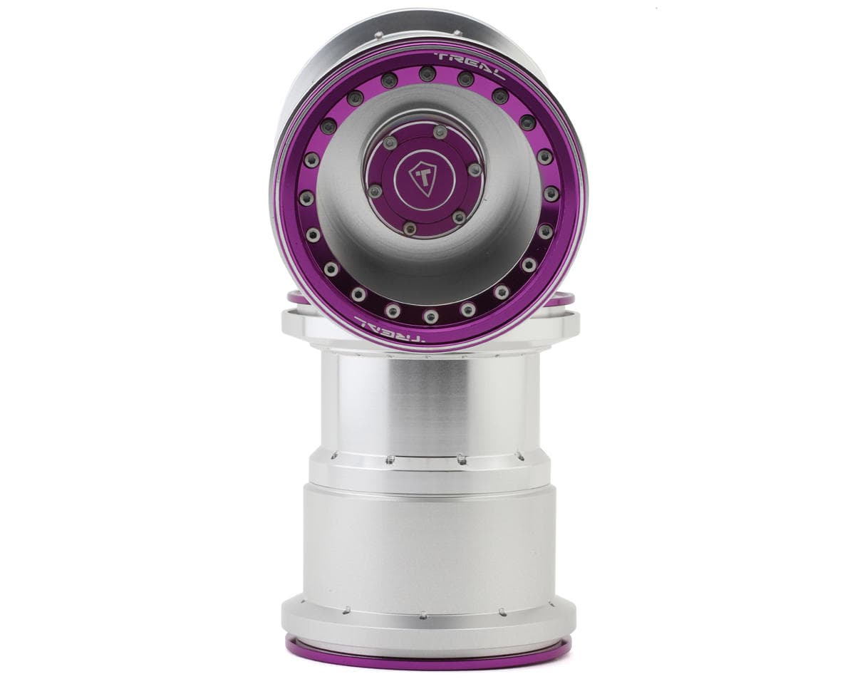 Treal Hobby 2.6" Aluminum Beadlock Monster Truck Wheels (Silver/Purple) (2) (12mm Hex)