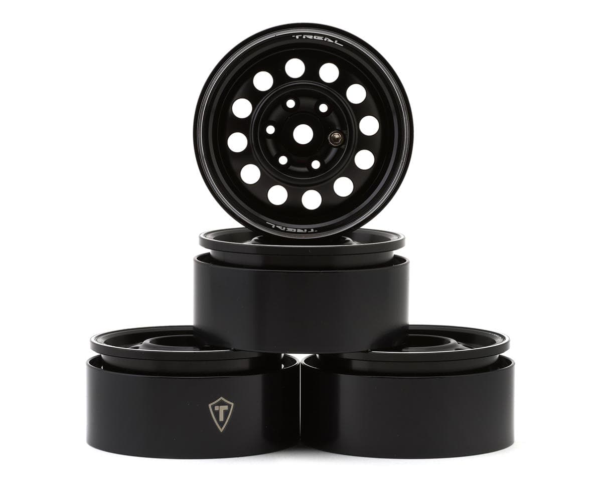 Treal Hobby Type I 1.9" Vintage 12-Hole Beadlock Wheels (Black) (4)