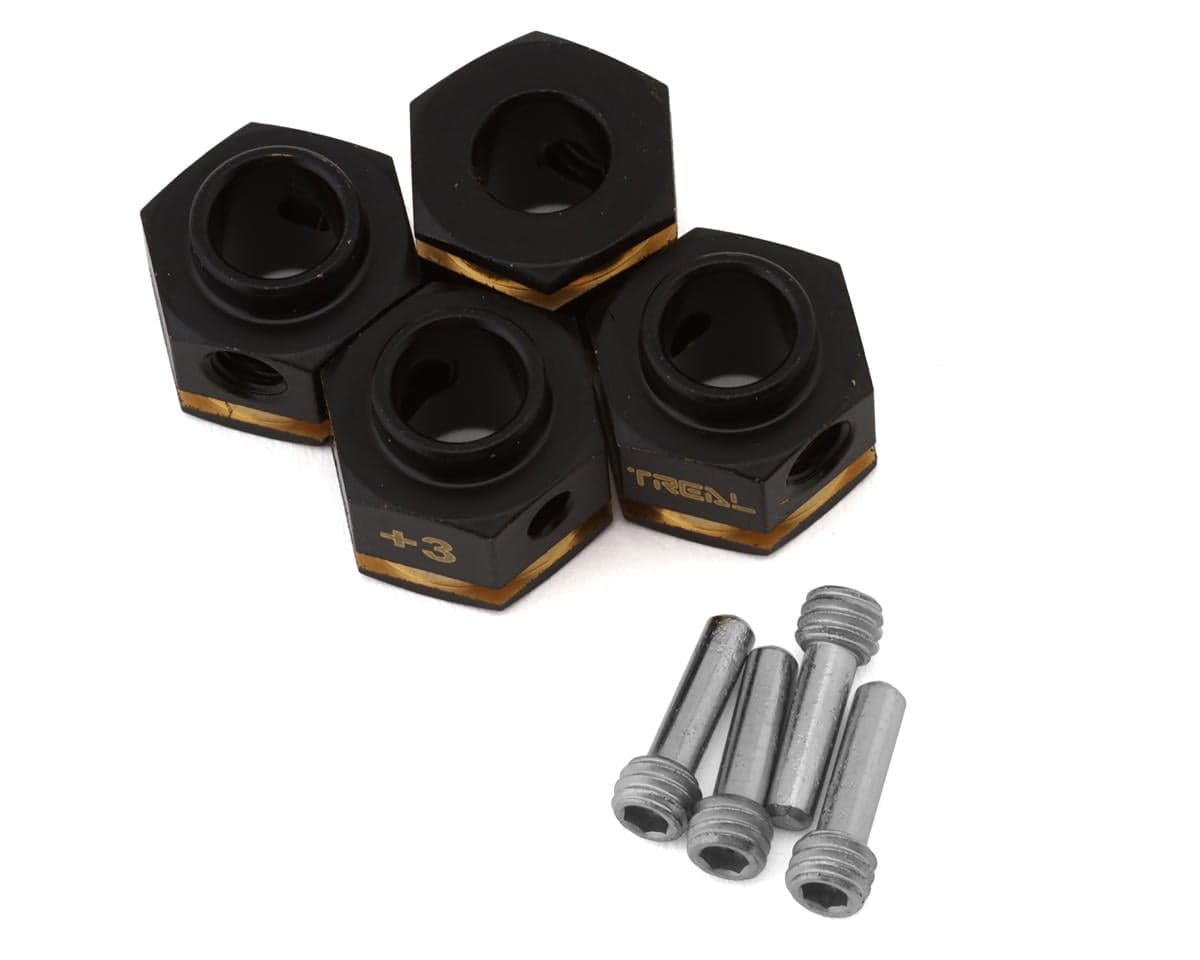 Treal Hobby Brass Hex Adapters for Traxxas TRX-4 (Black) (4) (+3mm)