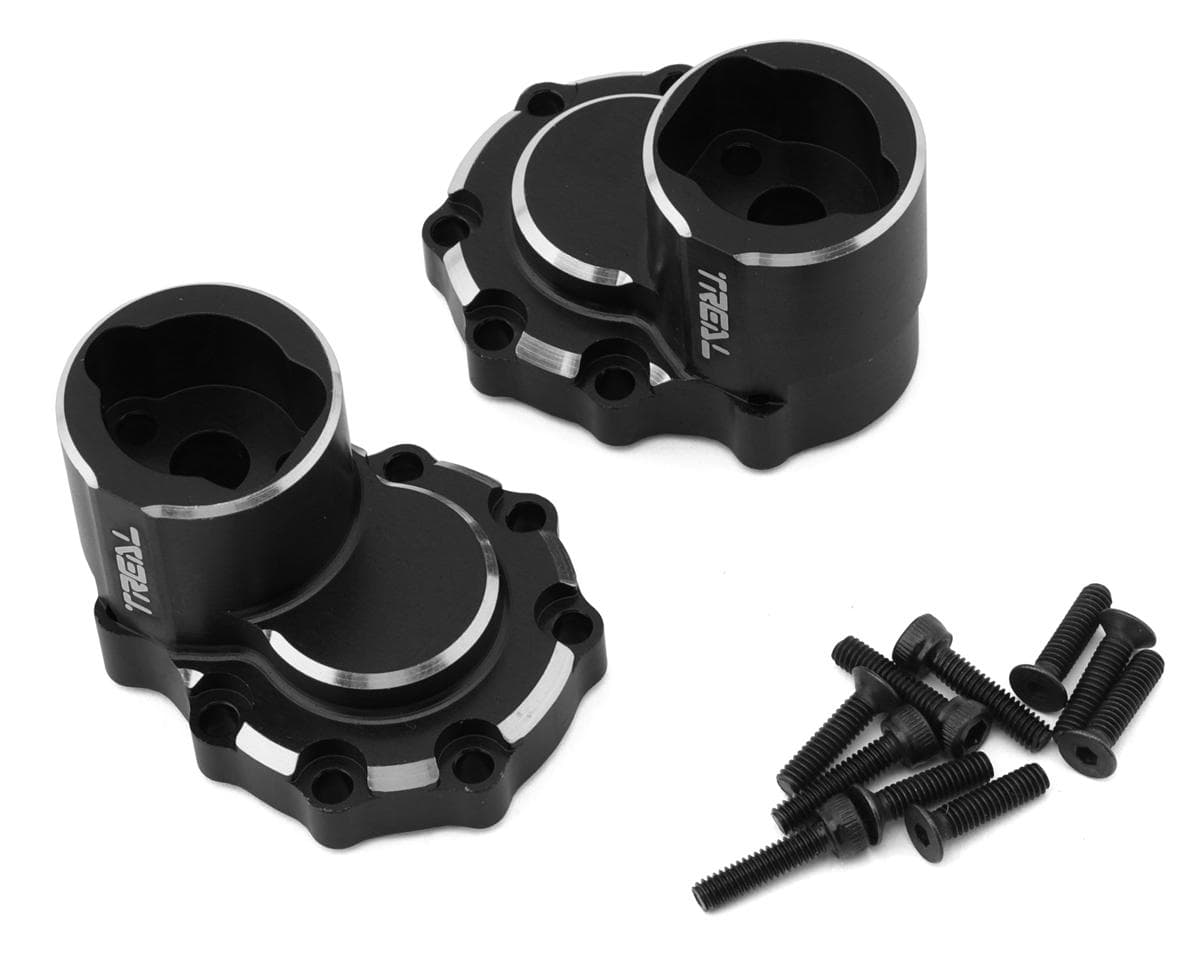 Treal Hobby Aluminum Rear Inner Portal Housing Cover for Traxxas TRX-4 (Black) (2)