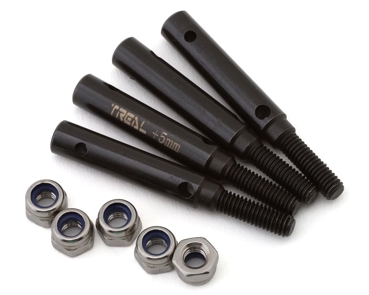 Treal Hobby Steel Stub Axle Shafts for Traxxas TRX-4 (4) (+5mm)
